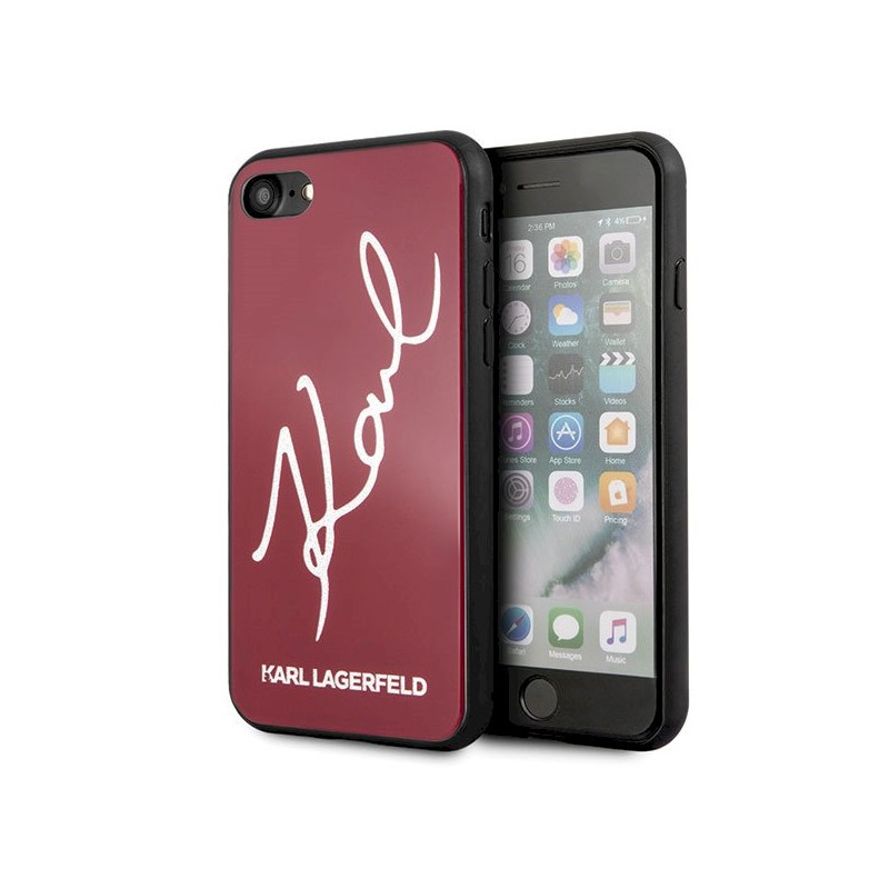Karl Lagerfeld KLHCI8DLKSRE Hard Case Signature Glitter for iPhone 7/8/SE 2020 / SE 2022 / red