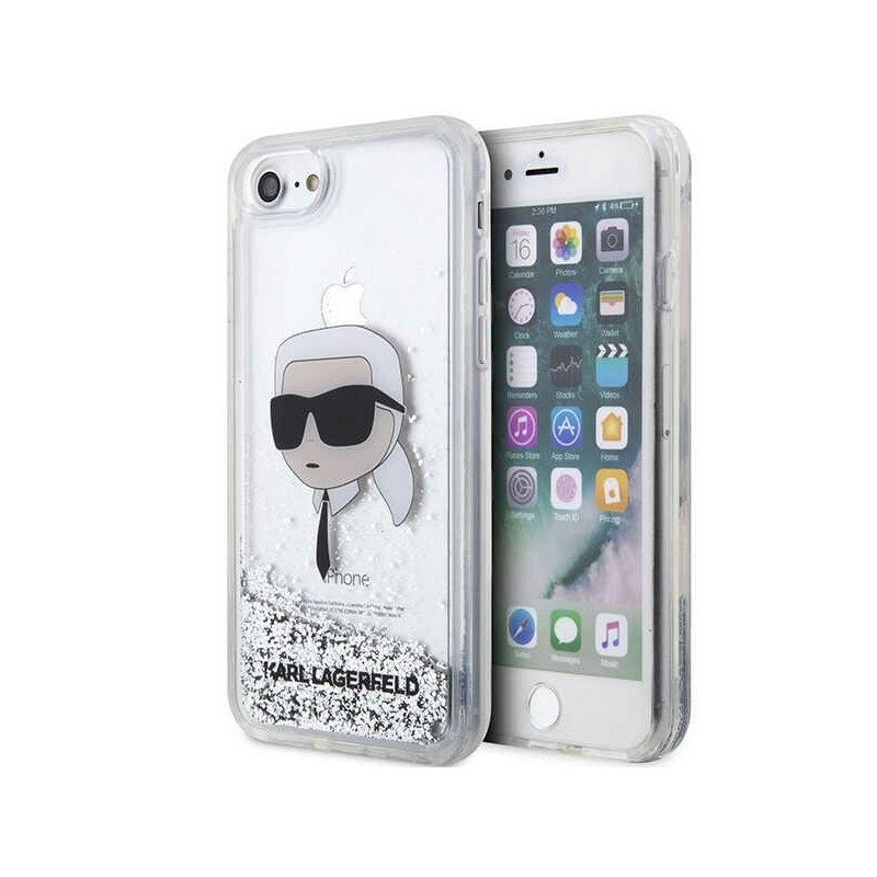 Karl Lagerfeld KLHCI8LNKHCH Hardcase Glitter Karl Head for iPhone 7/8/SE 2020 / SE 2022 / silver