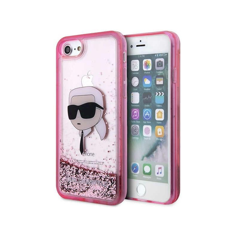 Karl Lagerfeld KLHCI8LNKHCP Hardcase Glitter Karl Head for iPhone 7/8/SE 2020 / SE 2022 / pink