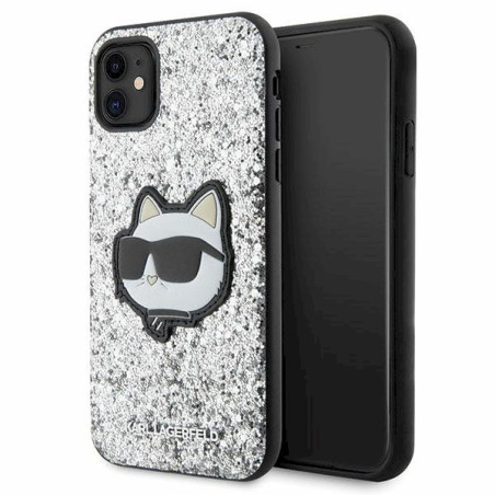 Karl Lagerfeld KLHCN61G2CPS iPhone 11/Xr 6.1" silver hardcase Glitter Choupette Patch
