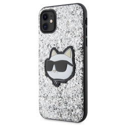 Karl Lagerfeld KLHCN61G2CPS iPhone 11/Xr 6.1" silver hardcase Glitter Choupette Patch
