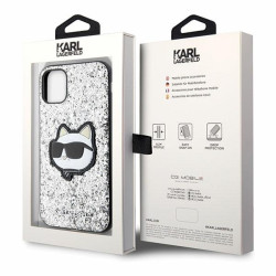 Karl Lagerfeld KLHCN61G2CPS iPhone 11/Xr 6.1" silver hardcase Glitter Choupette Patch