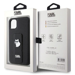 Karl Lagerfeld KLHCN61GSACHPK Gripstand Saffiano Choupette Hardcase for iPhone 11/Xr 6.1" / black