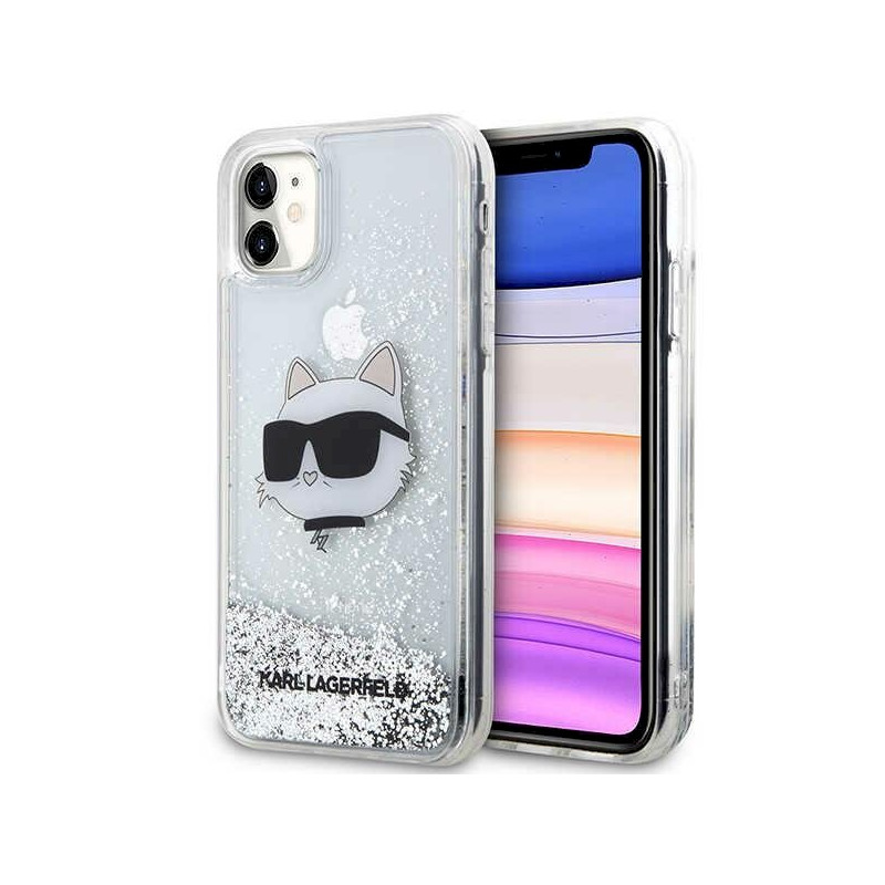 Karl Lagerfeld KLHCN61LNCHCS Hardcase Glitter Choupette Head for iPhone 11/XR / silver