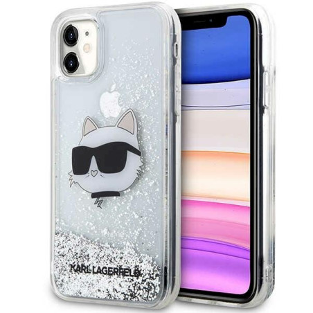 Karl Lagerfeld KLHCN61LNCHCS Hardcase Glitter Choupette Head for iPhone 11/XR / silver