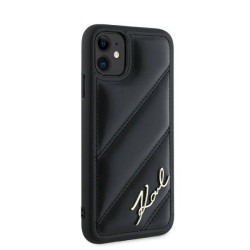 Karl Lagerfeld KLHCN61PQDSMGK Diagonal Quilted Script Hardcase for iPhone 11 / Xr 6.1" / black