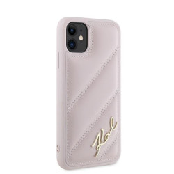 Karl Lagerfeld KLHCN61PQDSMGP Diagonal Quilted Script Hardcase for iPhone 11 / Xr 6.1" / pink