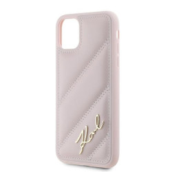 Karl Lagerfeld KLHCN61PQDSMGP Diagonal Quilted Script Hardcase for iPhone 11 / Xr 6.1" / pink