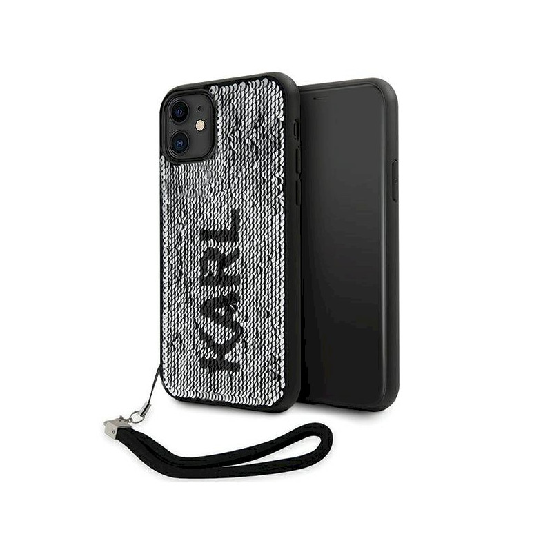 Karl Lagerfeld KLHCN61PSQRKS hardcase Sequins Cord for iPhone 11/Xr 6,1" / silver