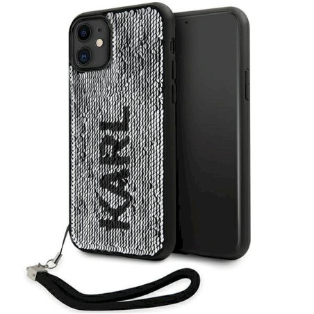 Karl Lagerfeld KLHCN61PSQRKS hardcase Sequins Cord for iPhone 11/Xr 6,1" / silver