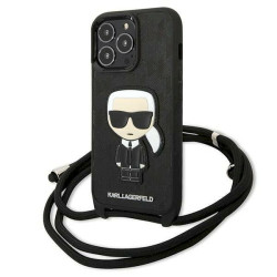 Karl Lagerfeld KLHCP13LCMNIPK Leather Monogram Patch hardcase for iPhone 13 Pro / 13 6,1" / black