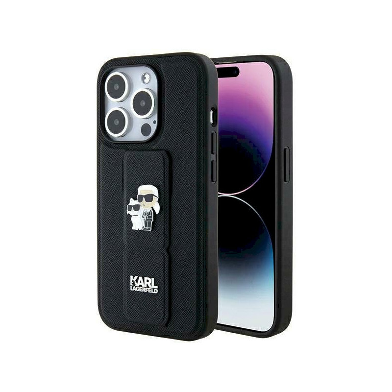 Karl Lagerfeld KLHCP13LGSAKCPK Gripstand Saffiano Karl& Case for iPhone 13 Pro / 13 6.1" / black