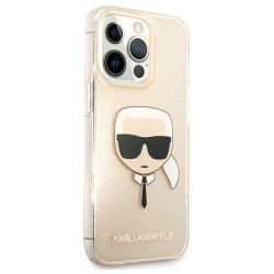 Karl Lagerfeld KLHCP13LKHTUGLGO Hardcase Glitter Karl`s Head for iPhone 13 Pro / 13 6,1" / gold