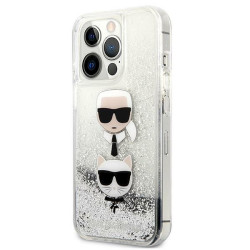 Karl Lagerfeld KLHCP13LKICGLS hardcase Liquid Glitter Karl&Cho for iPhone 13 Pro / 13 6,1" / silver
