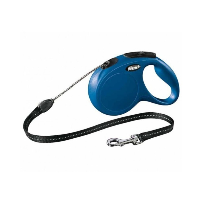 Flexi New Classic M automatinis pavadys mėlynas, 5 m, virvutė