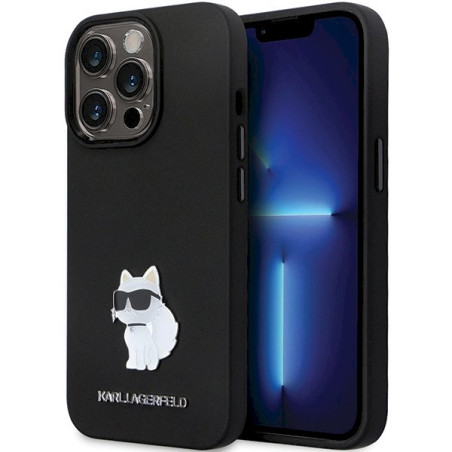 Karl Lagerfeld KLHCP13LSMHCNPK Hardcase Silicone C Metal Pin for iPhone 13 Pro / 13 6.1" / black