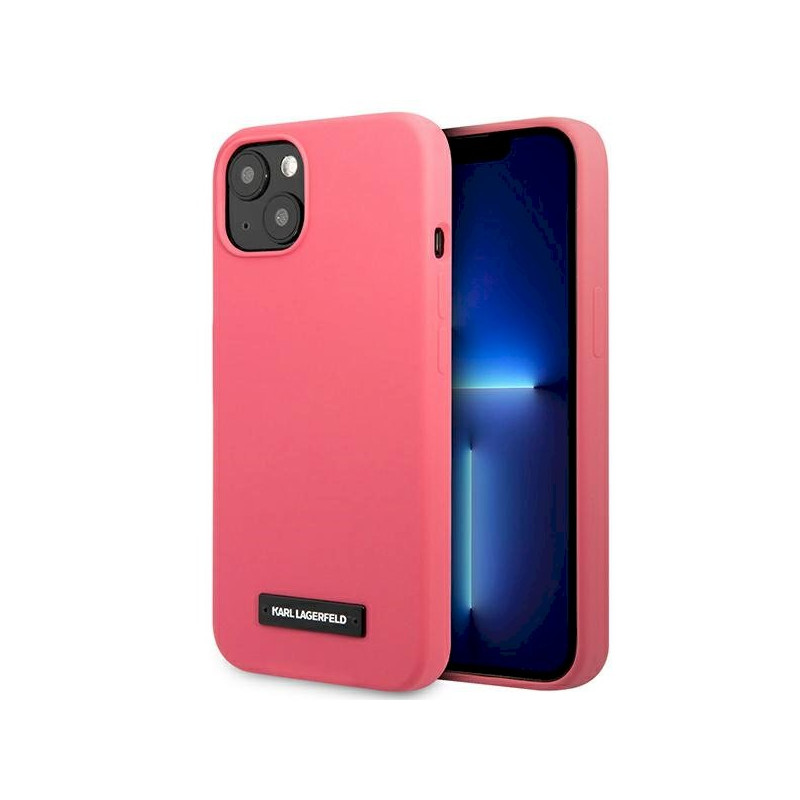 Karl Lagerfeld KLHCP13MSLMP1PI iPhone 13 / 14 / 15 6,1" hardcase fuchsia Silicone Plaque