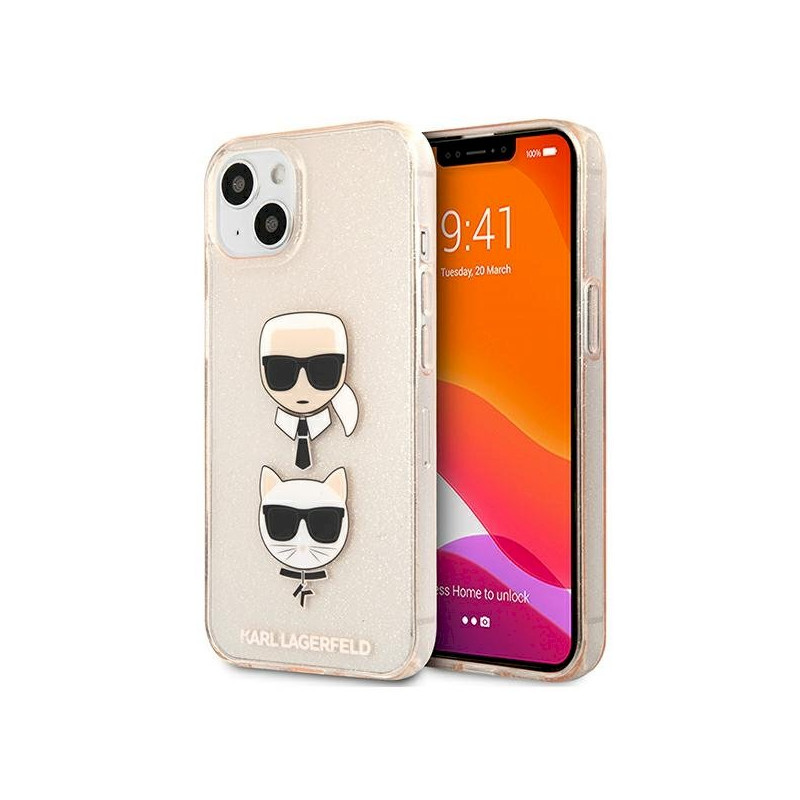 Karl Lagerfeld KLHCP13SKCTUGLGO Glitter Karl`s & Choupette Hardcase for iPhone 13 mini 5,4" / gold