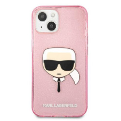 Karl Lagerfeld KLHCP13SKHTUGLP Glitter Karl`s Head Case for iPhone 13 mini 5,4" / pink