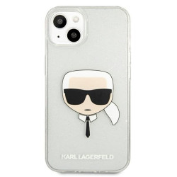Karl Lagerfeld KLHCP13SKHTUGLS Hardcase Glitter Karl`s Head for iPhone 13 mini 5,4" / silver