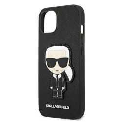 Karl Lagerfeld KLHCP13SOKPK Saffiano Ikonik Karl`s Patch Hardcase for iPhone 13 mini 5,4" / black