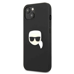 Karl Lagerfeld KLHCP13SPKMK Hardcase Leather Ikonik Karl`s Head for iPhone 13 mini 5,4" / black