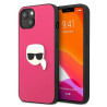 Karl Lagerfeld KLHCP13SPKMP Leather Ikonik Karl`s Head Metal Hardcase for iPhone 13 mini 5,4" / pink