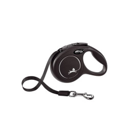 Flexi New Classic L automatinis pavadys juodas, 8 m, juostelė