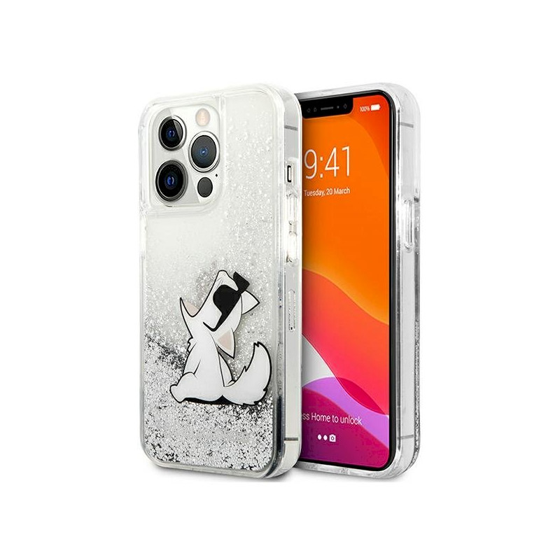 Karl Lagerfeld KLHCP13XGCFS Liquid Glitter Choupette F Case for iPhone 13 Pro Max 6,7" / silver