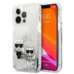 Karl Lagerfeld KLHCP13XGKCS Liquid Glitter Karl&Choupette Hardcase for iPhone 13 Pro Max 6.7" / silver