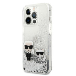 Karl Lagerfeld KLHCP13XGKCS Liquid Glitter Karl&Choupette Hardcase for iPhone 13 Pro Max 6.7" / silver