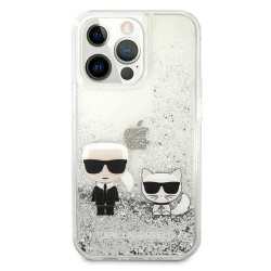 Karl Lagerfeld KLHCP13XGKCS Liquid Glitter Karl&Choupette Hardcase for iPhone 13 Pro Max 6.7" / silver