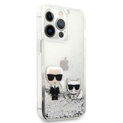 Karl Lagerfeld KLHCP13XGKCS Liquid Glitter Karl&Choupette Hardcase for iPhone 13 Pro Max 6.7" / silver