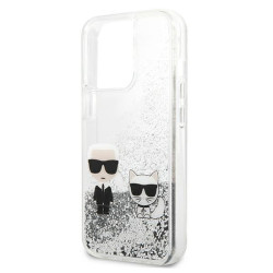 Karl Lagerfeld KLHCP13XGKCS Liquid Glitter Karl&Choupette Hardcase for iPhone 13 Pro Max 6.7" / silver