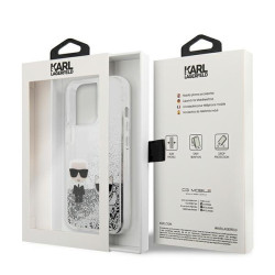 Karl Lagerfeld KLHCP13XGKCS Liquid Glitter Karl&Choupette Hardcase for iPhone 13 Pro Max 6.7" / silver