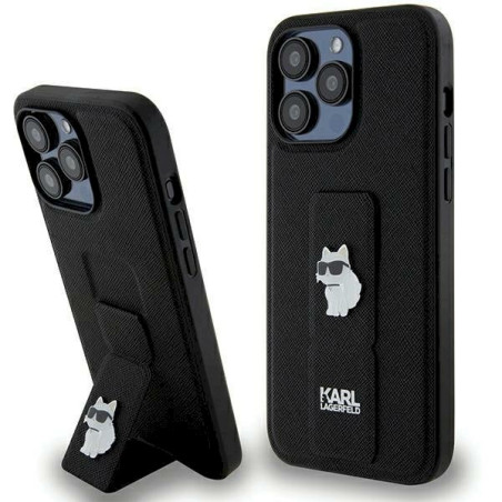 Karl Lagerfeld KLHCP13XGSACHPK Gripstand Saffiano Choupe Case for iPhone 13 Pro Max 6.7" / black