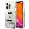 Karl Lagerfeld KLHCP13XKICGLS Hardcase Liquid Glitter Karl&Chou for iPhone 13 Pro Max 6,7" / silver