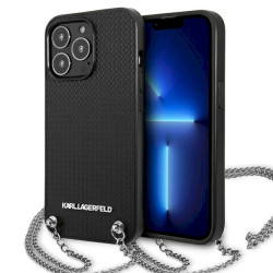 Karl Lagerfeld KLHCP13XPMK Leather Textured and Chain Case for iPhone 13 Pro Max 6,7" / black