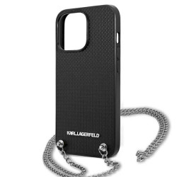 Karl Lagerfeld KLHCP13XPMK Leather Textured and Chain Case for iPhone 13 Pro Max 6,7" / black