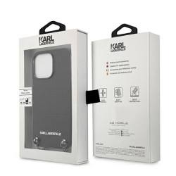 Karl Lagerfeld KLHCP13XPMK Leather Textured and Chain Case for iPhone 13 Pro Max 6,7" / black