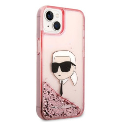 Karl Lagerfeld KLHCP14MLNKHCP Glitter Karl Head Hardcase for iPhone 14 Plus / 15 Plus 6.7" / pink