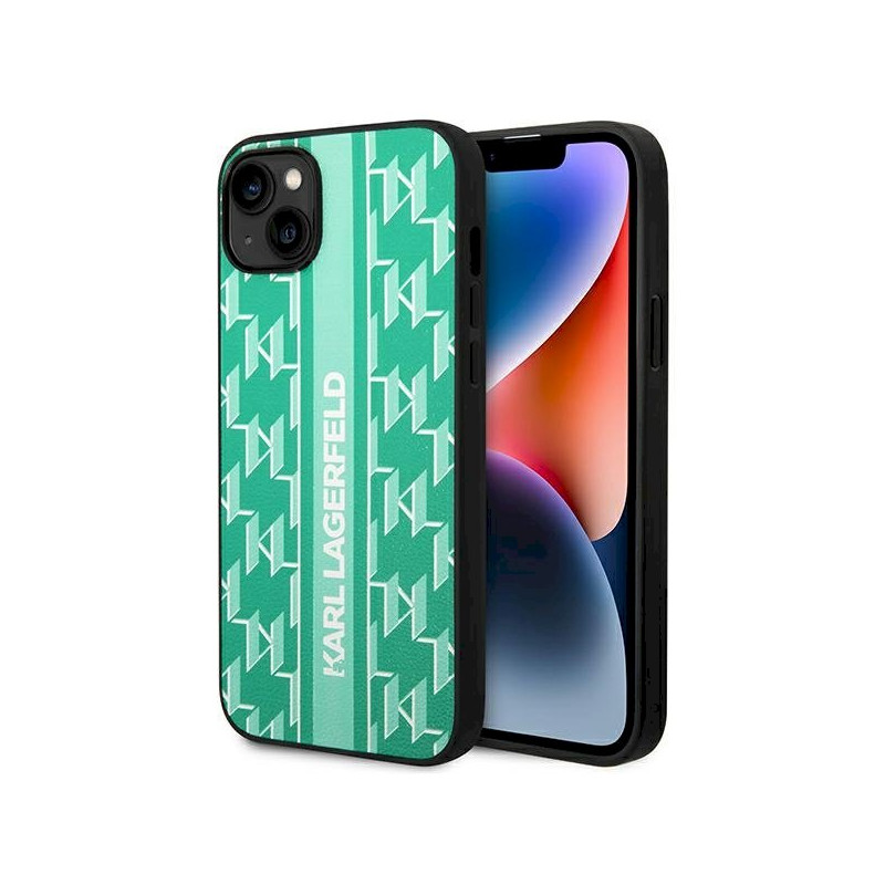 Karl Lagerfeld KLHCP14MPGKLSKN Hardcase Monogram Stripe for iPhone 14 Plus / 15 Plus 6.7" / green