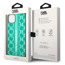 Karl Lagerfeld KLHCP14MPGKLSKN Hardcase Monogram Stripe for iPhone 14 Plus / 15 Plus 6.7" / green