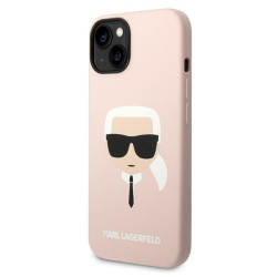 Karl Lagerfeld KLHCP14MSLKHLP Silicone Karl`s Head hardcase for iPhone 14 Plus / 15 Plus 6,7" / pink