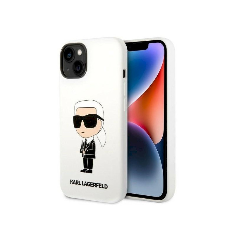 Karl Lagerfeld KLHCP14MSNIKBCH Silicone Ikonik Hardcase for iPhone 14 Plus/15 Plus 6,7" / white