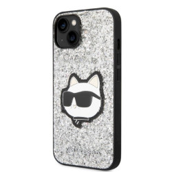 Karl Lagerfeld KLHCP14SG2CPS Hardcase Glitter Choupette Patch for iPhone 14/15/13 6,1" / silver