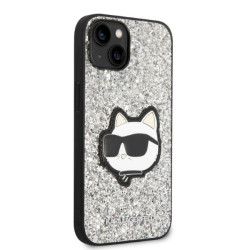 Karl Lagerfeld KLHCP14SG2CPS Hardcase Glitter Choupette Patch for iPhone 14/15/13 6,1" / silver