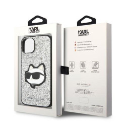 Karl Lagerfeld KLHCP14SG2CPS Hardcase Glitter Choupette Patch for iPhone 14/15/13 6,1" / silver