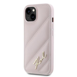 Karl Lagerfeld KLHCP14SPQDSMGP Diagonal Quilted Script Hardcase for iPhone 14 / 15 / 13 6.1" / pink