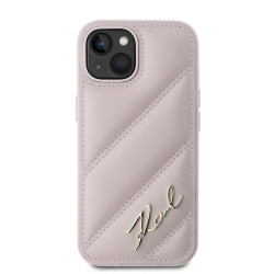 Karl Lagerfeld KLHCP14SPQDSMGP Diagonal Quilted Script Hardcase for iPhone 14 / 15 / 13 6.1" / pink